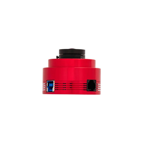 Two Point One Megapixel USB 3.0 Color Astronomy Camera With IMX662 Sensor for astrophotography, red body, connectors visible