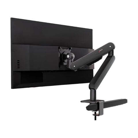 High Quality Height Adjustable Monitor Mount Stand With Smooth Glide Desk Arm ergonomic swivel tilt riser showing black arm and mount.