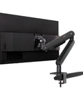 Smooth Moves Height Adjustable Monitor Mount With Heavy Duty Full Motion Desk Arm in black color mounted on a desk, showcasing adjustability.
