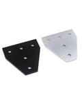 4 Piece 5 Hole T Shape Joint Board Plate Corner Angle Bracket for V Slot Aluminum Profiles 2020 3030, black and silver