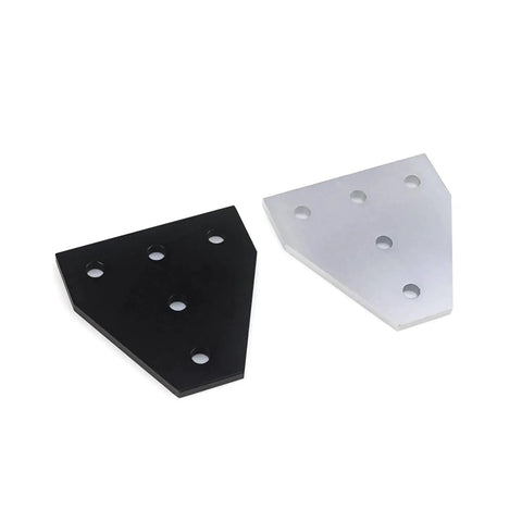 4 Piece 5 Hole T Shape Joint Board Plate Corner Angle Bracket for V Slot Aluminum Profiles 2020 3030, black and silver