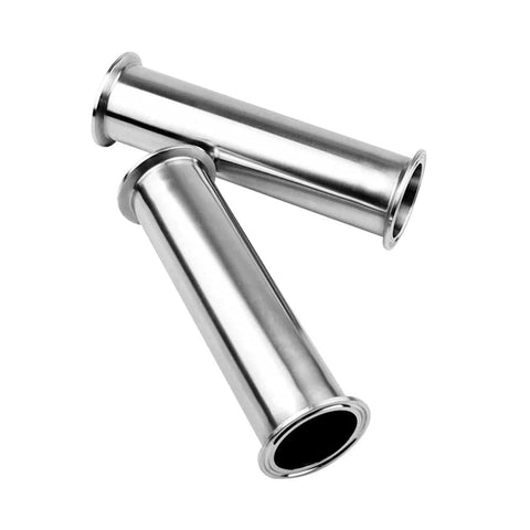 Sanitary tri-clamp spool tubes, stainless steel, 8 inches long with 2-inch flange ends (two pieces)