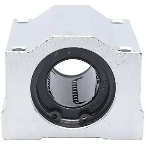 2 Pack Linear Motion Ball Bearing Slide Blocks Offer Buttery Smooth Glide For CNC Routers 3D Printers And Maker Upgrades Featuring Rock Solid Precision Silver Bushings, front view showing the bearing unit.