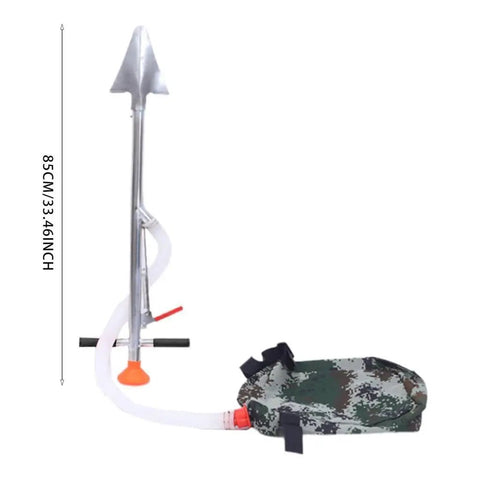 Backpack Fertilizer Spreader and Granular Fertilizer Applicator Tool for Gardens and Farms with ergonomic iron handle, 85 cm tall