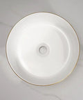 Bathroom Sink Retro Household Golden Round Sink Light Luxury Texture Pattern Bathroom Above Counter Basin, 360 * 360 * 130Mm top view.
