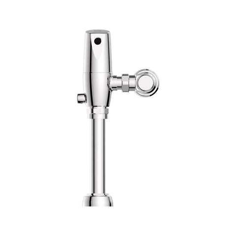 Premium Hands Free Touchless Toilet Flush Valve Featuring Self Cleaning Piston And Smart Sensor Setup For Zero Clog Hassle and Heavy Duty Brass Construction. Chrome finish automatic flush valve.