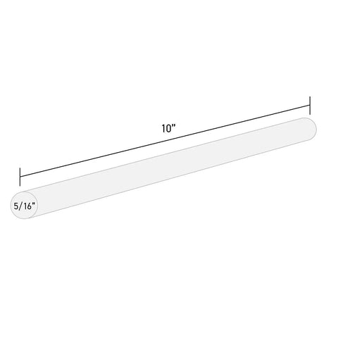 Diagram showing size of Mini 10 Inch Clear Hot Glue Sticks 5 Lb Box For All Temperature Glue Guns Fast 60 Second Bond.