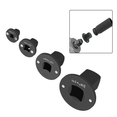 Top Notch 4-Piece Low Profile Socket Adapter Kit With 1 To 3/4 Inch Drive Links Perfect For Quick Automotive Gear Swaps And Tough DIY Jobs That Need Serious Grit And Smooth Fits. black low-profile socket adapters, 4-piece set, magnetic drive links