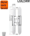 Adjustable 180 Degree Silent Concealed Hinge For Wooden Folding Doors Dial-In Perfect Fit Every Time Zero Headache Quick Install Super Smooth Swing Silver Hardware Single Pack, shown in 120x25MM size.