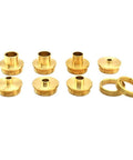 Brass Router Bushing Set, 9-Piece Pro-Grade With Guide Sizes 5/16, 3/8, 7/16, 1/2, 5/8, 3/4, 51/64 Inch And Two Locknuts.