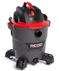 12 Gallon Wet Dry Shop Vacuum Workhorse With 5 Peak HP Motor, Pro Locking Hose, Casters, And Quiet Scroll Noise Reduction, Dark Gray and Red