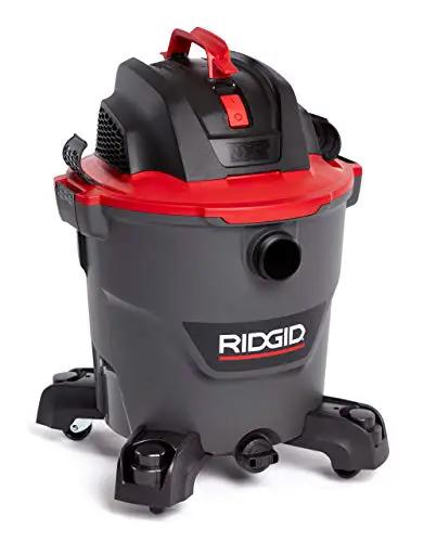 12 Gallon Wet Dry Shop Vacuum Workhorse With 5 Peak HP Motor, Pro Locking Hose, Casters, And Quiet Scroll Noise Reduction, Dark Gray and Red