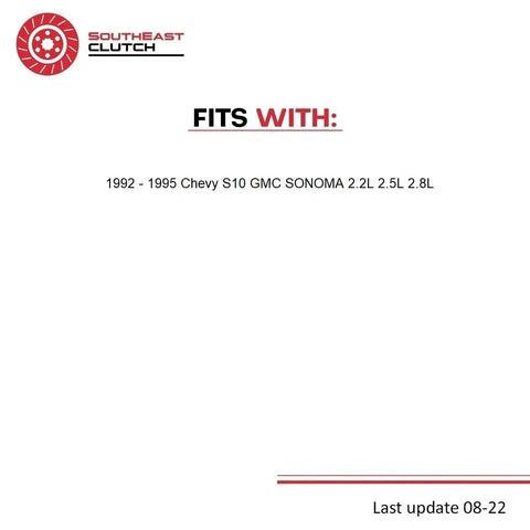 Fits with 1992-1995 Chevy S10 GMC Sonoma 2.2L 2.5L 2.8L for Straight Swap Pre Filled Clutch Slave Cylinder And Master Hydraulic Kit.