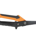 Side view of Titanium Coated Utility Scissors with Serrated Blades Built For Tough Jobs, compact 7 inch design, cushioned grips.