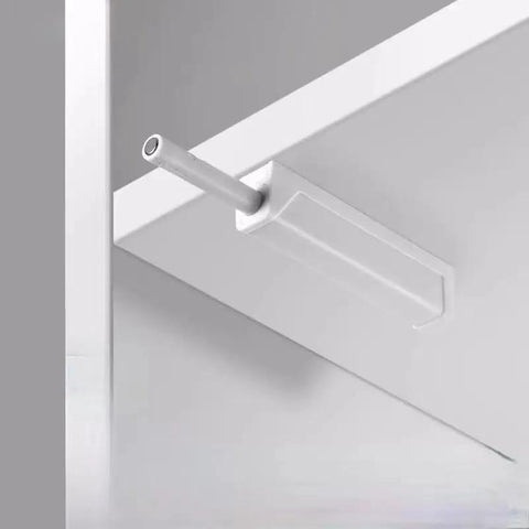 4 Pack Magnetic Push Latch Kit for Hidden Cabinets and Drawers installed on a white cabinet interior, push to open feature visible