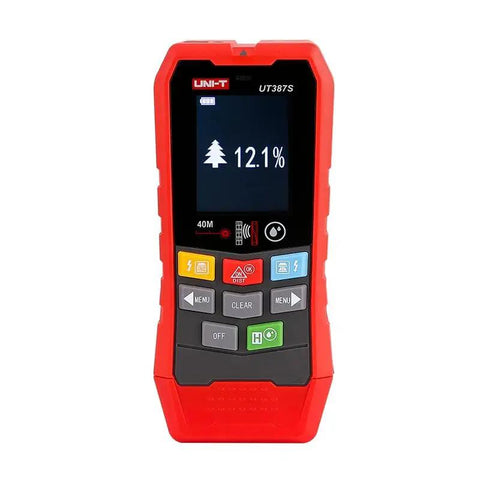 Straight Up Pro Grade Wall Scanner Finds Hidden Wood Studs And Live AC Voltage Cables Fast Using A Crisp Two Point Four Inch Color Display With Voice Broadcast And Auto Power Off To Nail Your DIY Projects, showing a handheld device with buttons and a display.