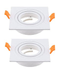 Two Pack Of Crisp White Square Recessed Lighting Trims With Angled Gu10 Downlight Housing And A Snug 3.07 Inch Ceiling Cutout