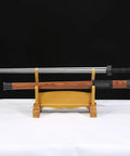 Hand-Forged Damascus Han Sword With 42-Inch Battle-Ready Chinese Longquan Blade Full Tang Heat Tempered Rosewood Handle And Scabbard