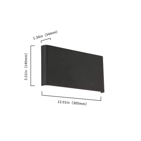 Black LED Wall Lamp For Hallway And Bedroom 10W Up And Down Sconce with dimensions 12in x 5.5in x 1.34in