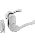 TruClose Narrow Self-Closing Gate Hinges 2-Pack Heavy-Duty Black Polymer Outdoor Gate Hardware For Metal Fences 3-13/16 In By 2-1/2 In 55 Lb Load Capacity Adjustable Spring Action Easy Install showing hinge and mounting plate