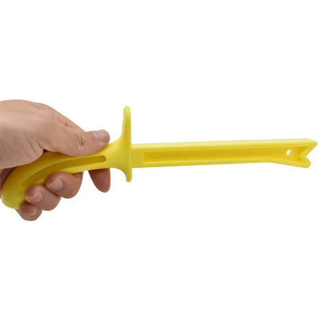 Ergonomic Push Stick For Table Saw And Router Table And Jointer With Contoured Handle And Long Thumb Rest held in hand