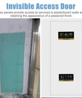 Rock Solid Heavy Duty Magnetic Access Door Panel Featuring Dead Simple Hidden Drywall Push Button Mechanism For Ceiling Or Wall Inspection Adjustable Aluminum Frame in plastered wall.
