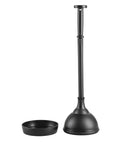 Plastic Toilet Plunger With Lift And Lock Cover Set Compact Freestanding Low Key Discreet Storage Caddy For Bathroom And Powder Room Modern Bronze Hyde Collection Heavy Duty Space Saving Design shown with caddy.