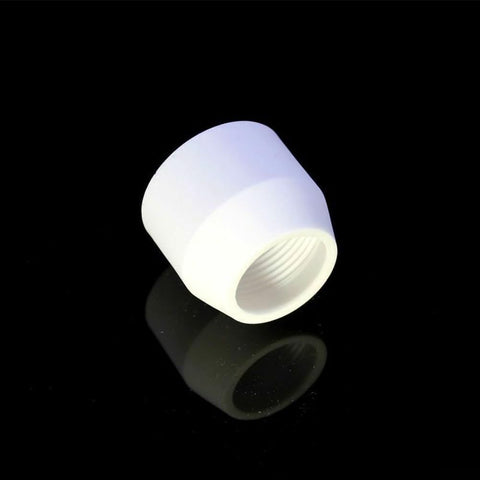 White shield cup from Plasma Cutting Torch Consumables Kit For P80 Style Lotos LTP8000 80A IGBT Cutter, on black background.