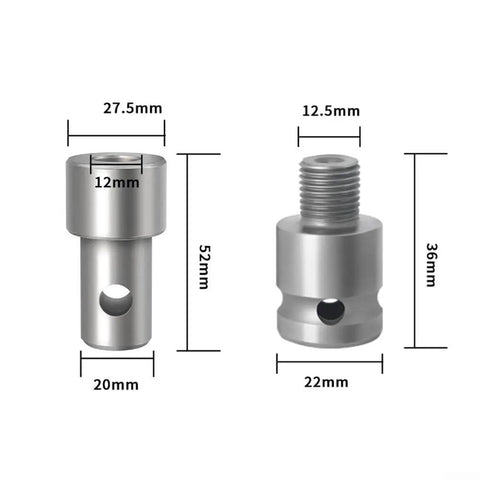 Auger Adapter Tool With Four Interface Types For Impact Wrenches, dimensions and design details, high strength metal construction