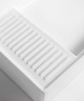 USZWBY Vessel Sinks Nordic Ceramic Table Basin Side Corner Drainage Washing Machine Balcony Home Washbasin Pool with Washboard Bathroom Bowl Sink close-up of washboard surface detail.