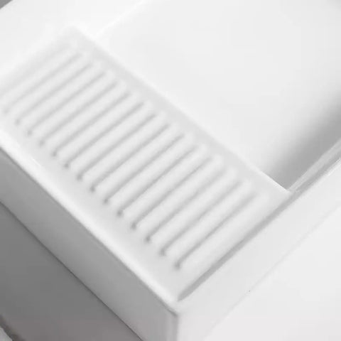 USZWBY Vessel Sinks Nordic Ceramic Table Basin Side Corner Drainage Washing Machine Balcony Home Washbasin Pool with Washboard Bathroom Bowl Sink close-up of washboard surface detail.