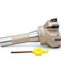 Beefy Heavy Duty Indexable End Mill With R8 Shank And 3 Inch Cutting Diameter For Milling, Six Flutes, Six And A Quarter Inch Overall Length