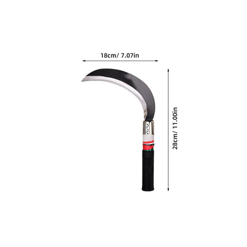 Two Piece Hand Sickle Garden Tool Set No Nonsense Heavy Duty Manganese Steel Weed Cutter with measurements