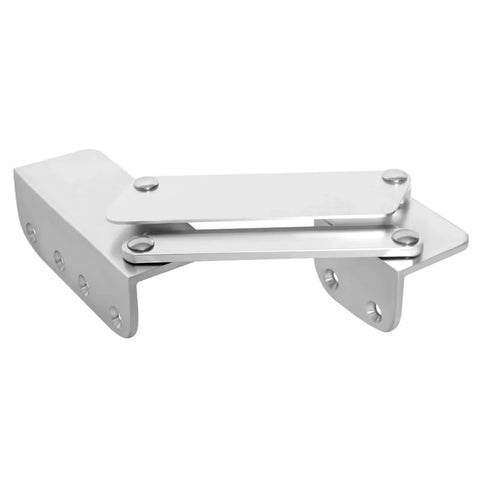 Side view of aluminum foldable boat seat hinge with mounting flanges for marine use
