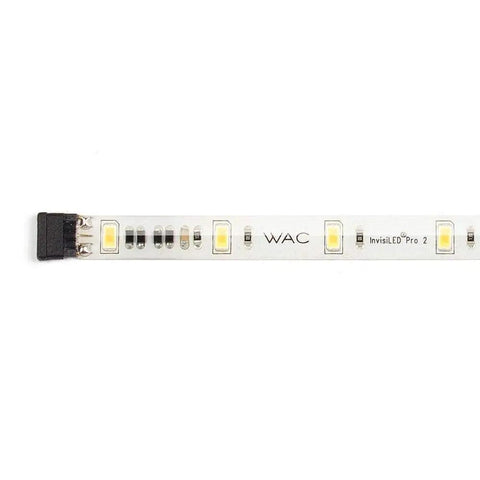 InvisiLED Pro 2 5-Foot LED Tape Light 2700K with flexible silicone casing, damp location design, close-up view of LEDs and connector