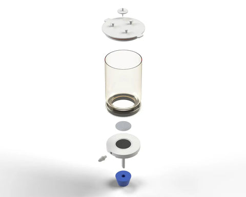 Exploded view of Magnetic Filter Funnel Kit With Lid PES 500mL 47mm For Lab Filtration, showing components