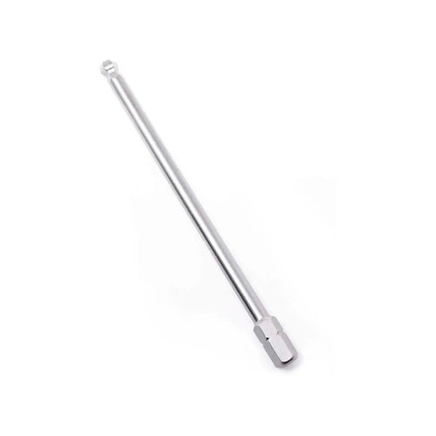 Top Shelf Four Inch Extended Hex Screwdriver Bit With Three Sixteenth Inch Ball End crafted for stubborn rifle screws, showing a silver hex bit.