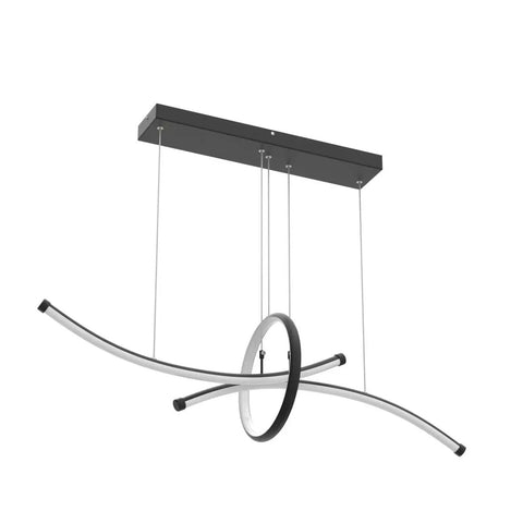Totally Chic Geometric Modern LED Chandelier Three Light Pendant With Remote Dimmer And Height Adjustable Suspension