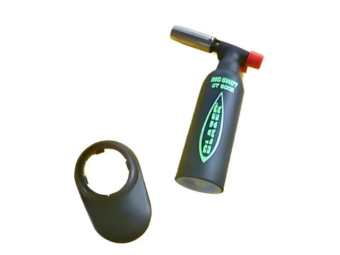 GT8000 Big Shot Butane Torch With Attachable Tabletop Base, Anti Flare Brass Frame Nozzle, Gas Flow Dial, Piezo Ignition, Refillable Flame Tool