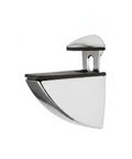 Go-To Glass Shelf Support Clip in Silver Zinc Alloy Mounting Bracket for Bathroom Vanities and Display Cabinets, side view
