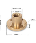 T10 Stainless Steel Trapezoidal Lead Screw With Nut 10mm Diameter 4mm Lead 2mm Pitch Available In 100mm To 600mm Lengths For CNC Rigs 3D Printing And Motion Control, brass nut dimensions shown