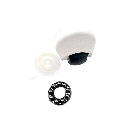 JFGTHJ ECOVACS front caster wheel replacement; white housing, black wheel with bearing ring and clear cap