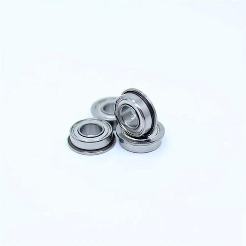 Grab These Badass 10-Piece Stainless Steel Deep Groove Ball Bearings Size 7x11x3mm, showing three bearings with flanged design.