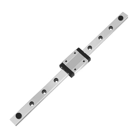 Miniature Linear Rail Slide for 3D Printers with Black Carriage, MGN15 H 650mm Long, silver rail with holes for smooth low-friction motion