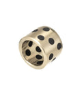 Straight Up Solid Cast Brass Sleeve Bearing Bushing 20MM Bore X 26MM OD X 20MM Length graphite coated with black dots.