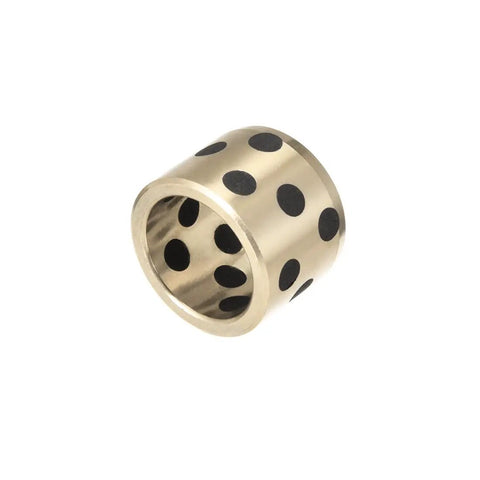 Straight Up Solid Cast Brass Sleeve Bearing Bushing 20MM Bore X 26MM OD X 20MM Length graphite coated with black dots.