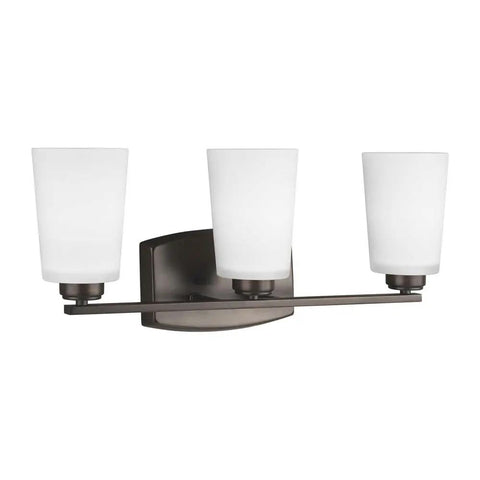 Three Light Wall Bath Fixture In Burnt Sienna Bronze Finish, Franport Collection, Transitional Modern Bathroom Lighting
