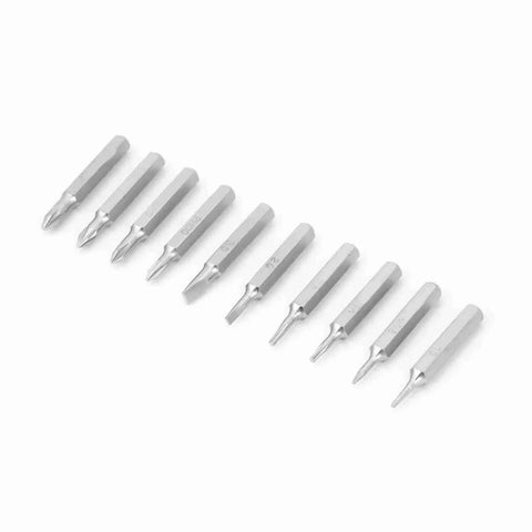 Top Quality Phone Repair Kit Featuring 10 Piece Hex Shank Drill Bits With Plum And Star Tips Made From Tough S2 Steel For DIY Smartphone Fixes And Tiny Screw Projects. 10-piece S2 steel phone repair bit set with hex shank tips