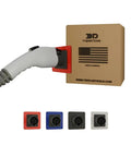 Hella Wild Fake EV Charging Port Gas Diesel Truck Magnet J1772 Faceplate Decoy on backdrop with various colored faceplates.