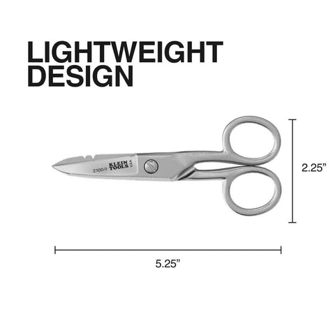 Workhorse Pro Grade Stainless Steel Electrician Scissors 5.25 Inch With Free Fall Handle Snips Non Slip Serrated Blade